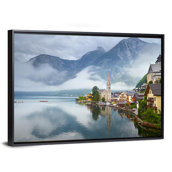 Panorama Of Hallstatt Mountain Village Canvas Wall Art-3 Horizontal-Gallery Wrap-25" x 16"-Tiaracle