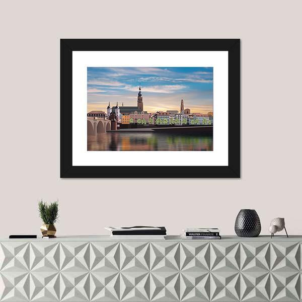 Panorama Of Heidelberg Canvas Wall Art-1 Piece-Framed Print-20" x 16"-Tiaracle