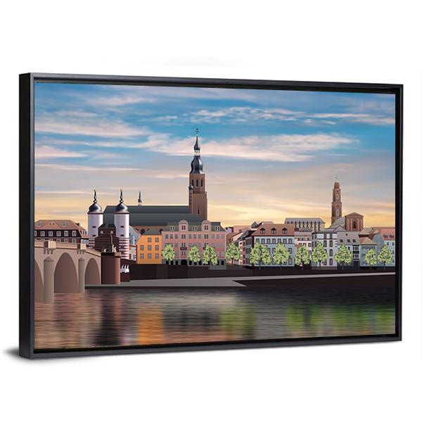 Panorama Of Heidelberg Canvas Wall Art-3 Horizontal-Gallery Wrap-25" x 16"-Tiaracle