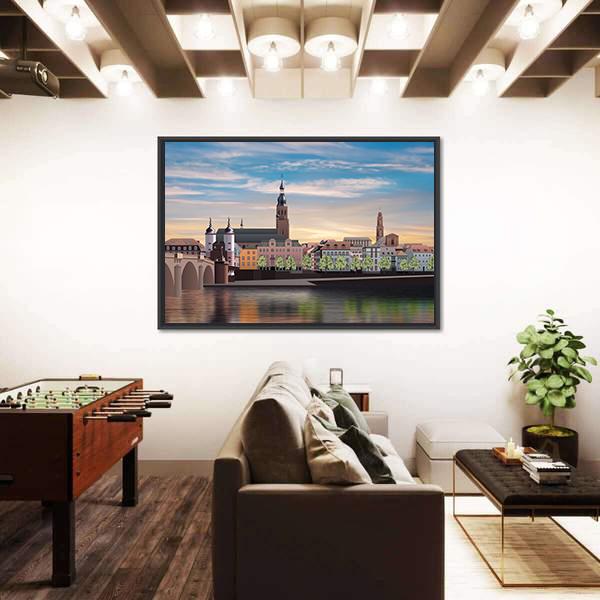 Panorama Of Heidelberg Canvas Wall Art-3 Horizontal-Gallery Wrap-25" x 16"-Tiaracle