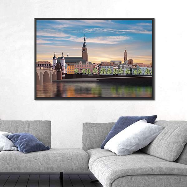 Panorama Of Heidelberg Canvas Wall Art-3 Horizontal-Gallery Wrap-25" x 16"-Tiaracle