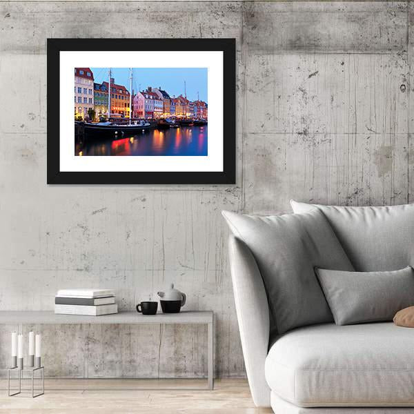 Panorama Of Historical Nyhavn In Copenhagen Canvas Wall Art-3 Horizontal-Gallery Wrap-25" x 16"-Tiaracle