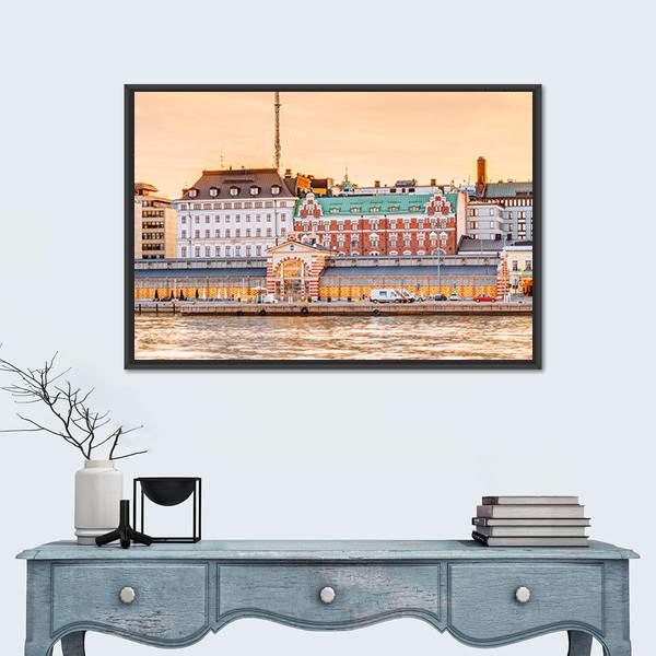 Panorama Of Old Market Hall At Summer Canvas Wall Art-1 Piece-Floating Frame-24" x 16"-Tiaracle