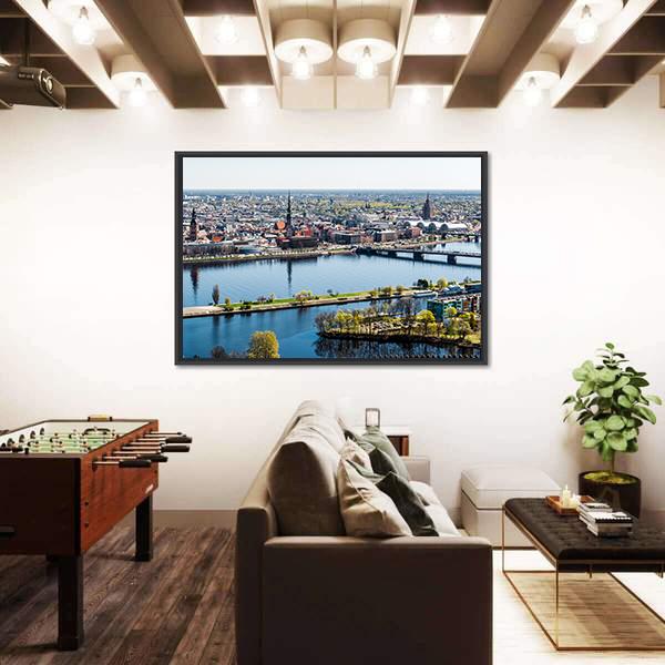 Panorama Of Riga City Latvia Canvas Wall Art-5 Horizontal-Gallery Wrap-22" x 12"-Tiaracle