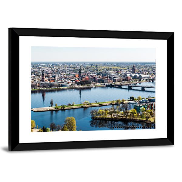 Panorama Of Riga City Latvia Canvas Wall Art-5 Horizontal-Gallery Wrap-22" x 12"-Tiaracle