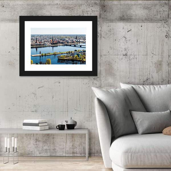Panorama Of Riga City Latvia Canvas Wall Art-5 Horizontal-Gallery Wrap-22" x 12"-Tiaracle