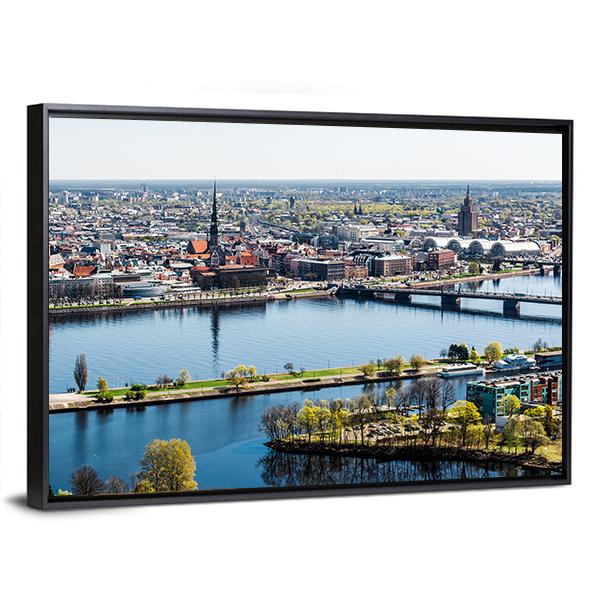 Panorama Of Riga City Latvia Canvas Wall Art-5 Horizontal-Gallery Wrap-22" x 12"-Tiaracle
