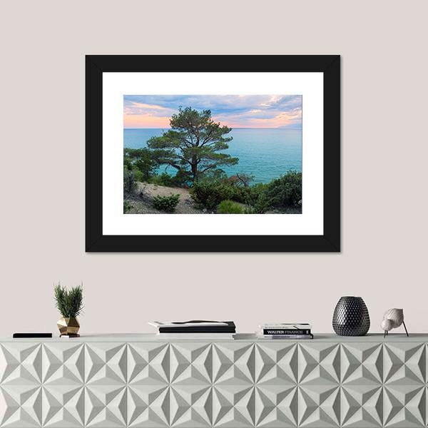 Panorama Of Sea Background In Crimea Russia Canvas Wall Art-1 Piece-Framed Print-20" x 16"-Tiaracle