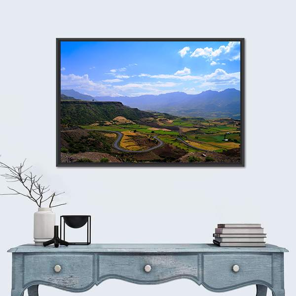 Panorama Of Semien Mountains Canvas Wall Art-3 Horizontal-Gallery Wrap-25" x 16"-Tiaracle