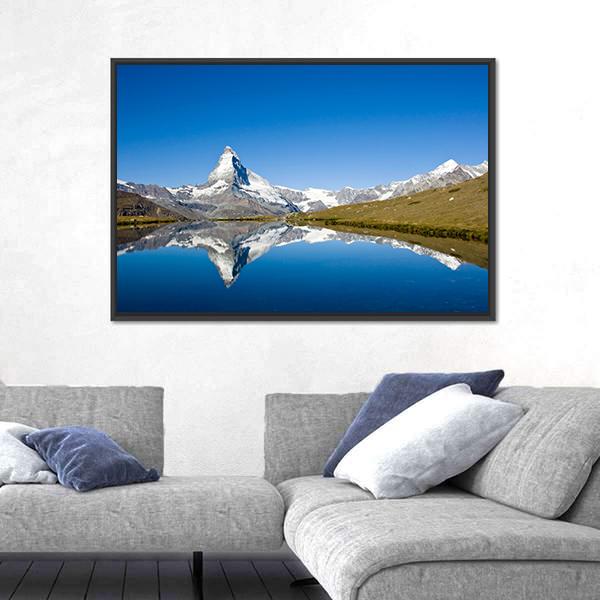 Panorama Of The Matterhorn Canvas Wall Art-1 Piece-Floating Frame-24" x 16"-Tiaracle