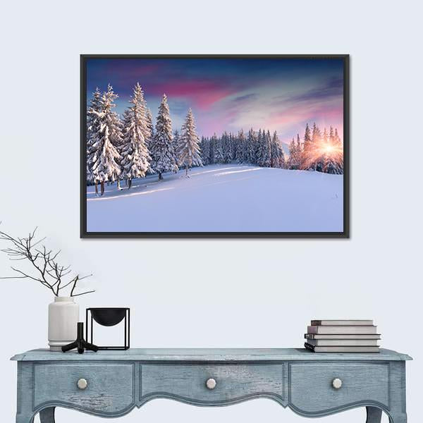 Panorama Of Winter Sunrise Canvas Wall Art-5 Horizontal-Gallery Wrap-22" x 12"-Tiaracle
