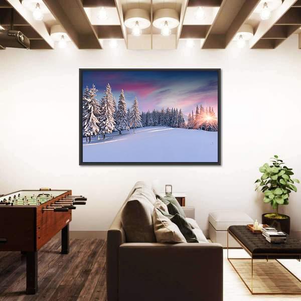 Panorama Of Winter Sunrise Canvas Wall Art-5 Horizontal-Gallery Wrap-22" x 12"-Tiaracle