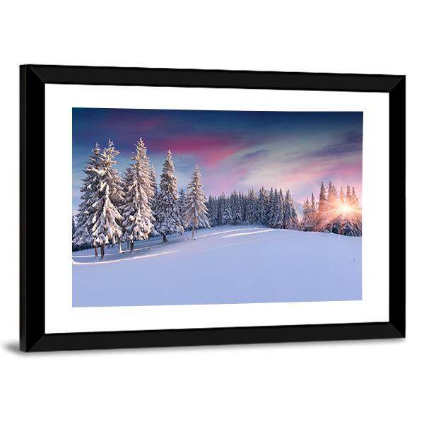 Panorama Of Winter Sunrise Canvas Wall Art-5 Horizontal-Gallery Wrap-22" x 12"-Tiaracle