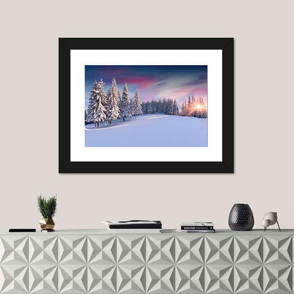 Panorama Of Winter Sunrise Canvas Wall Art-5 Horizontal-Gallery Wrap-22" x 12"-Tiaracle