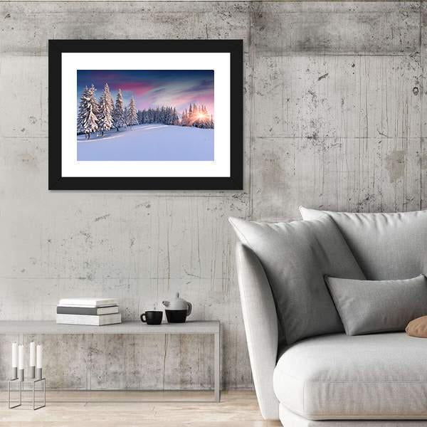 Panorama Of Winter Sunrise Canvas Wall Art-5 Horizontal-Gallery Wrap-22" x 12"-Tiaracle