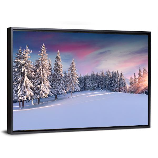 Panorama Of Winter Sunrise Canvas Wall Art-5 Horizontal-Gallery Wrap-22" x 12"-Tiaracle