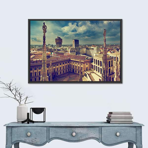 Panorama View Of Milan Canvas Wall Art-3 Horizontal-Gallery Wrap-25" x 16"-Tiaracle