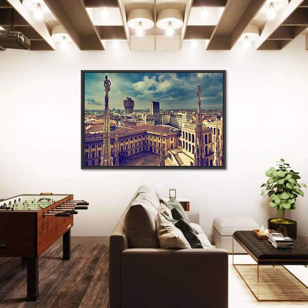 Panorama View Of Milan Canvas Wall Art-3 Horizontal-Gallery Wrap-25" x 16"-Tiaracle