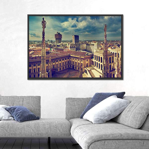 Panorama View Of Milan Canvas Wall Art-3 Horizontal-Gallery Wrap-25" x 16"-Tiaracle