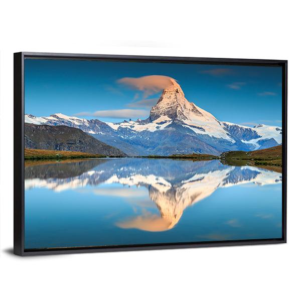 Panorama With Matterhorn And Alpine Lake Canvas Wall Art-3 Horizontal-Gallery Wrap-25" x 16"-Tiaracle