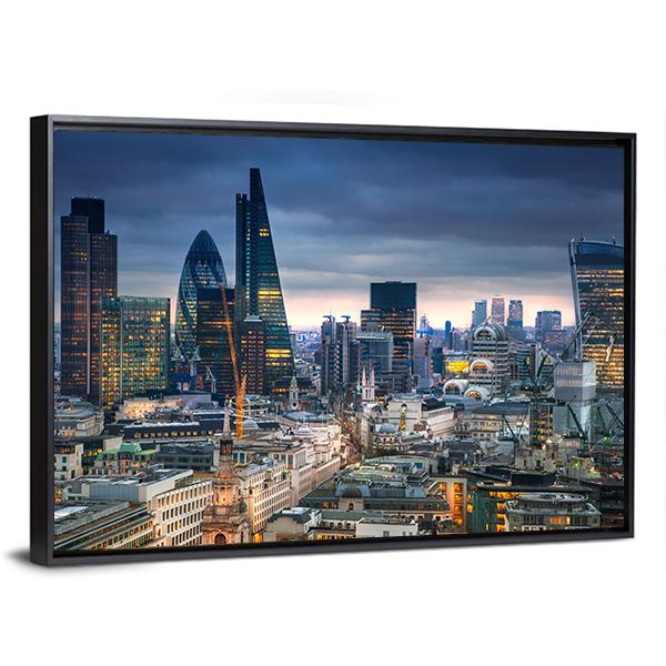 Panoramic View City Of London Canvas Wall Art-3 Horizontal-Gallery Wrap-25" x 16"-Tiaracle