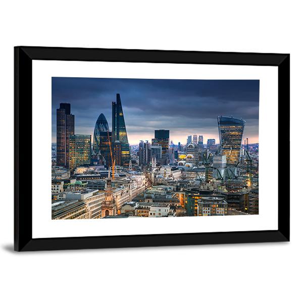 Panoramic View City Of London Canvas Wall Art-3 Horizontal-Gallery Wrap-25" x 16"-Tiaracle