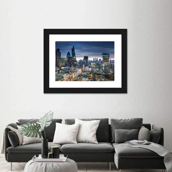 Panoramic View City Of London Canvas Wall Art-3 Horizontal-Gallery Wrap-25" x 16"-Tiaracle