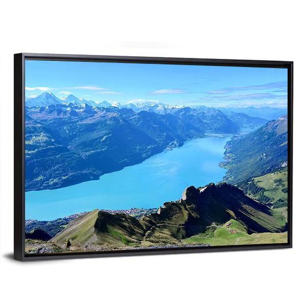 Panoramic View Of Brienz And Mountain Range Canvas Wall Art-3 Horizontal-Gallery Wrap-25" x 16"-Tiaracle