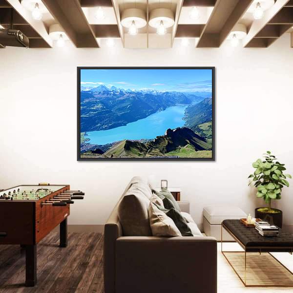 Panoramic View Of Brienz And Mountain Range Canvas Wall Art-3 Horizontal-Gallery Wrap-25" x 16"-Tiaracle