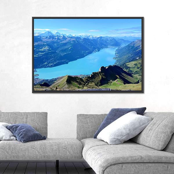 Panoramic View Of Brienz And Mountain Range Canvas Wall Art-3 Horizontal-Gallery Wrap-25" x 16"-Tiaracle