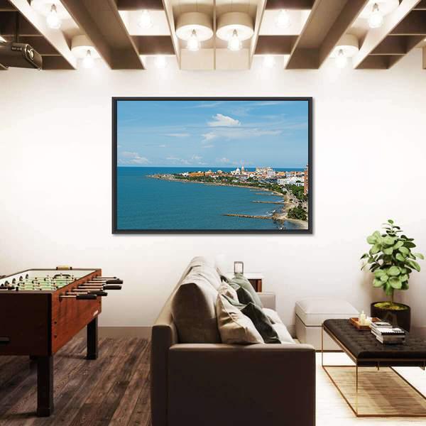 Panoramic View Of Cartagena Colombia Canvas Wall Art-3 Horizontal-Gallery Wrap-25" x 16"-Tiaracle