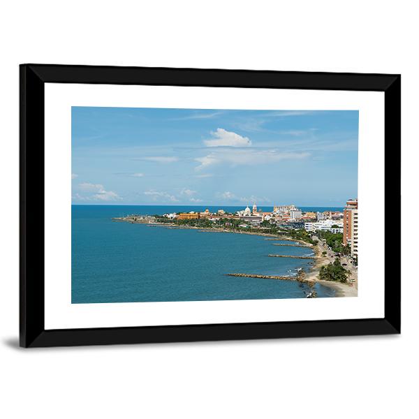 Panoramic View Of Cartagena Colombia Canvas Wall Art-3 Horizontal-Gallery Wrap-25" x 16"-Tiaracle