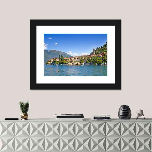 Panoramic View Of Cernobbio Town Como lake Italy Canvas Wall Art-1 Piece-Framed Print-20" x 16"-Tiaracle