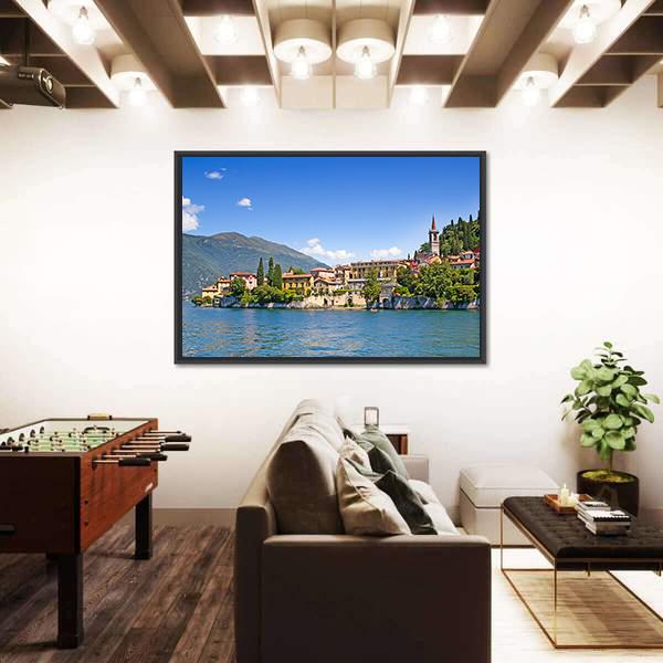 Panoramic View Of Cernobbio Town Como lake Italy Canvas Wall Art-3 Horizontal-Gallery Wrap-25" x 16"-Tiaracle