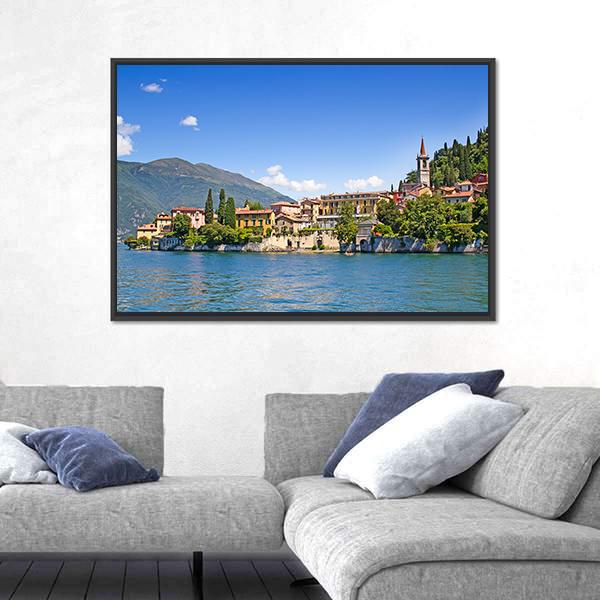 Panoramic View Of Cernobbio Town Como lake Italy Canvas Wall Art-3 Horizontal-Gallery Wrap-25" x 16"-Tiaracle
