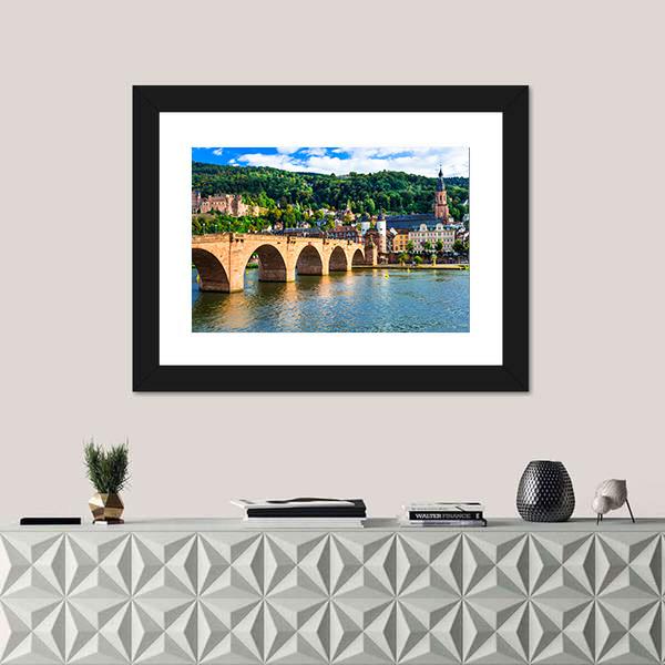 Panoramic View Of Heidelberg Town Canvas Wall Art-1 Piece-Framed Print-20" x 16"-Tiaracle