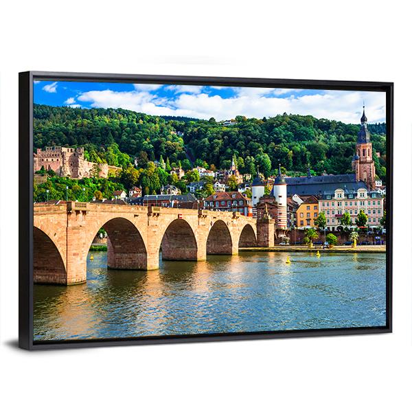 Panoramic View Of Heidelberg Town Canvas Wall Art-3 Horizontal-Gallery Wrap-25" x 16"-Tiaracle