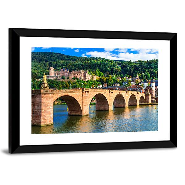 Panoramic View Of Heidelberg Town Canvas Wall Art-3 Horizontal-Gallery Wrap-25" x 16"-Tiaracle