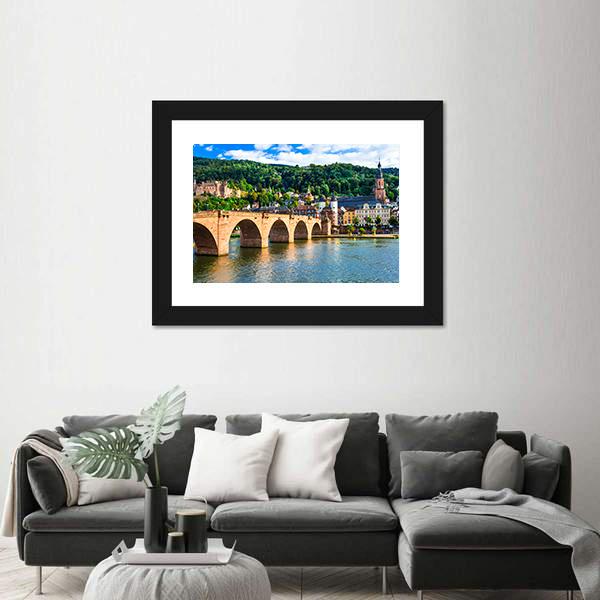 Panoramic View Of Heidelberg Town Canvas Wall Art-3 Horizontal-Gallery Wrap-25" x 16"-Tiaracle