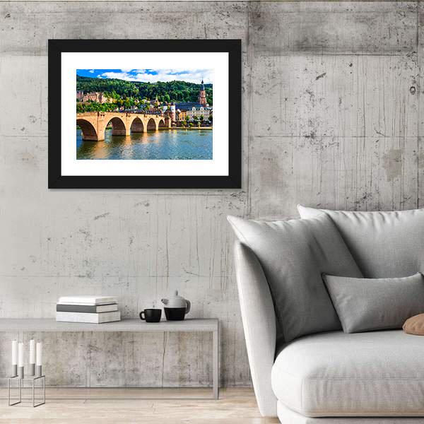 Panoramic View Of Heidelberg Town Canvas Wall Art-3 Horizontal-Gallery Wrap-25" x 16"-Tiaracle