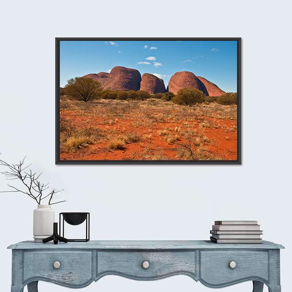 Panoramic View Of Kata Tjuta Canvas Wall Art-1 Piece-Floating Frame-24" x 16"-Tiaracle