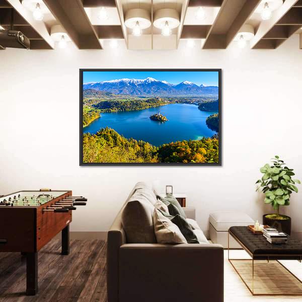 Panoramic View Of Lake Bled In Slovenia Canvas Wall Art-5 Horizontal-Gallery Wrap-22" x 12"-Tiaracle