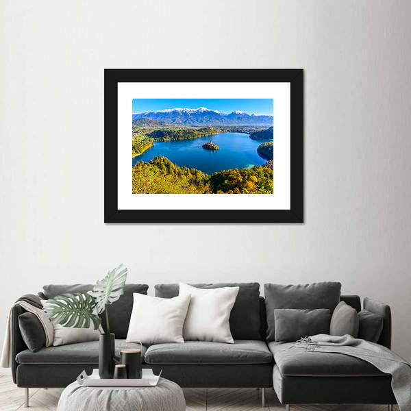 Panoramic View Of Lake Bled In Slovenia Canvas Wall Art-5 Horizontal-Gallery Wrap-22" x 12"-Tiaracle