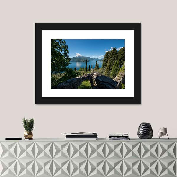 Panoramic View Of Lake Como Canvas Wall Art-1 Piece-Framed Print-42" x 14"-Tiaracle
