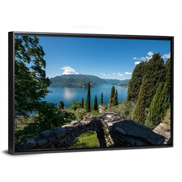 Panoramic View Of Lake Como Canvas Wall Art-3 Horizontal-Gallery Wrap-25" x 16"-Tiaracle