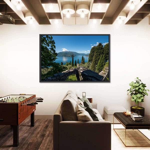 Panoramic View Of Lake Como Canvas Wall Art-3 Horizontal-Gallery Wrap-25" x 16"-Tiaracle