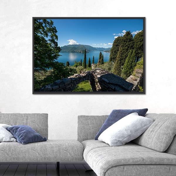 Panoramic View Of Lake Como Canvas Wall Art-3 Horizontal-Gallery Wrap-25" x 16"-Tiaracle