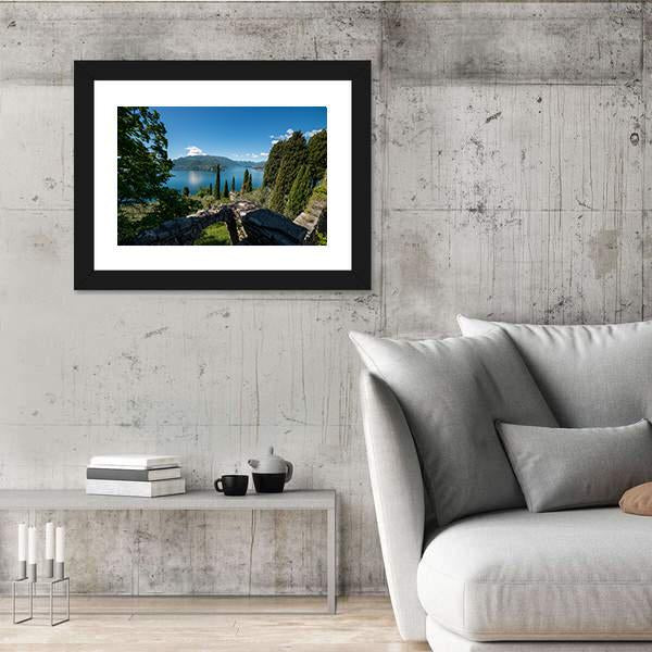Panoramic View Of Lake Como Canvas Wall Art-3 Horizontal-Gallery Wrap-25" x 16"-Tiaracle