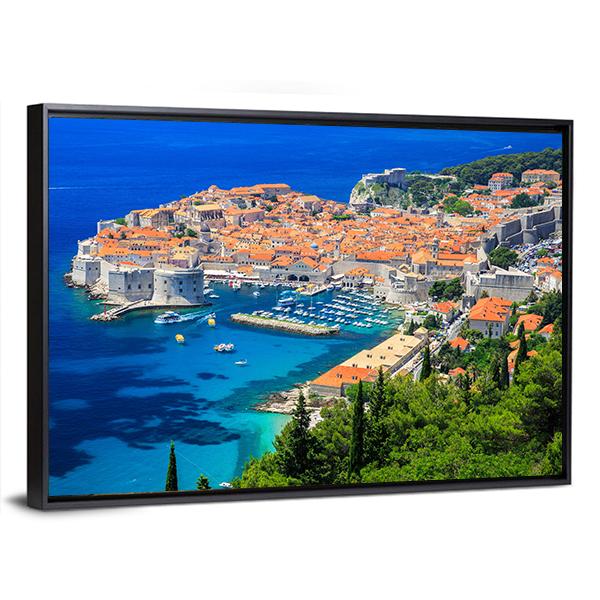 Panoramic View Of Old Town Dubrovnik Canvas Wall Art-3 Horizontal-Gallery Wrap-25" x 16"-Tiaracle