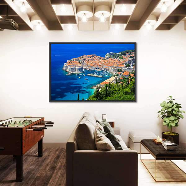 Panoramic View Of Old Town Dubrovnik Canvas Wall Art-3 Horizontal-Gallery Wrap-25" x 16"-Tiaracle